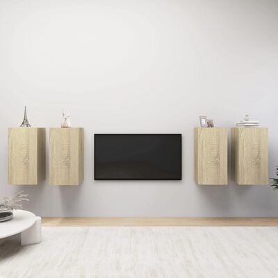 vidaXL Juego de muebles de salón 4 pzas roble Sonoma 30,5x30x60 cm