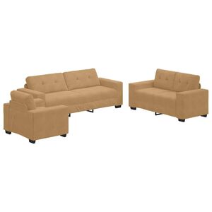vidaXL Juego de Sof&aacute; 3 uds. Marr&oacute;n Terciopelo