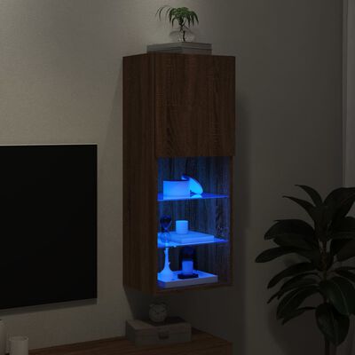 vidaXL Mueble para TV con luces LED roble marrón 40,5x30x102 cm