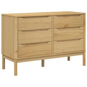 vidaXL C&oacute;moda cajonera FLORO madera maciza de pino marr&oacute;n cera
