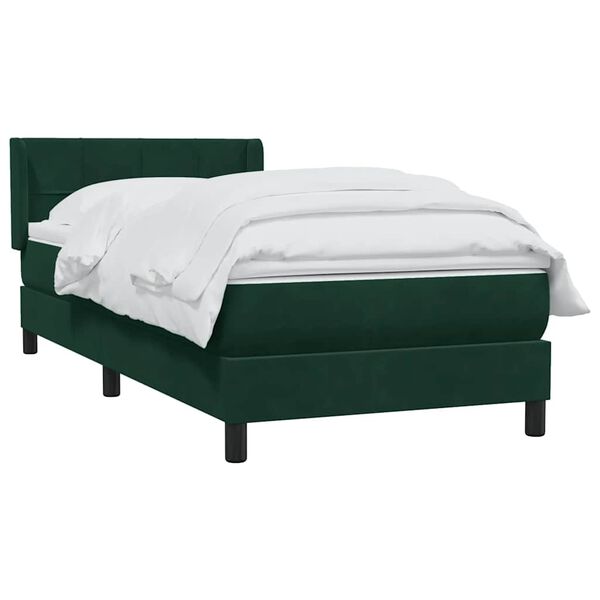 vidaXL Cama box spring con colch&oacute;n terciopelo verde oscuro 90x210 cm