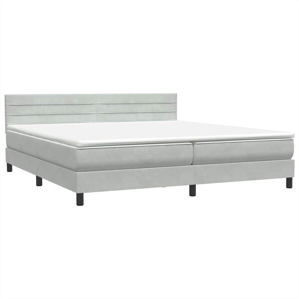 vidaXL Cama box spring con colch&oacute;n terciopelo gris claro 180x220 cm