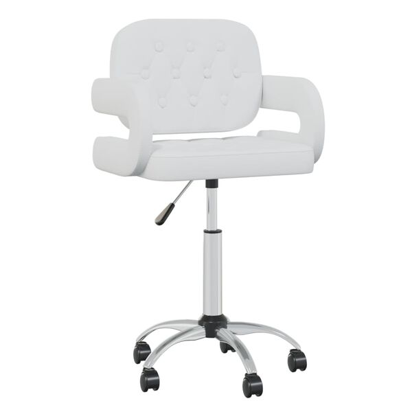 vidaXL Sillas de comedor giratorias 2 unidades cuero sint&eacute;tico blanco