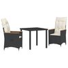 vidaXL Conjunto de Comedor de Jard&iacute;n 9 pcs Negro rat&aacute;n sint&eacute;tico