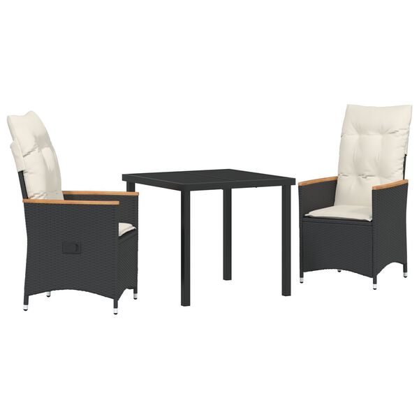 vidaXL Conjunto de Comedor de Jard&iacute;n 9 pcs Negro rat&aacute;n sint&eacute;tico