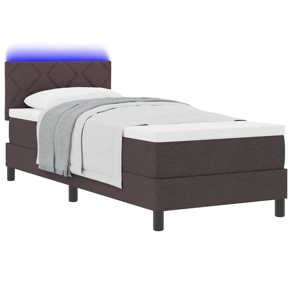 vidaXL Cama tipo Box Spring con colch&oacute;n Marr&oacute;n Oscuro 80 x 200 cm tela