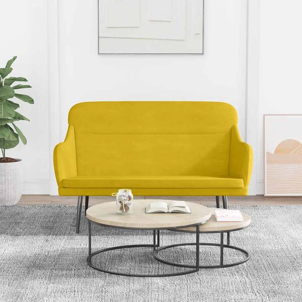 vidaXL Banco de terciopelo amarillo 110x76x80 cm