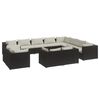 vidaXL Set de muebles de jard&iacute;n 12 pzas cojines rat&aacute;n sint&eacute;tico negro