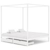 vidaXL Estructura de cama con dosel 2 cajones pino blanco 160x200 cm