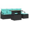 vidaXL Conjunto de sof&aacute;s de jard&iacute;n 6 pcs Negro rat&aacute;n sint&eacute;tico