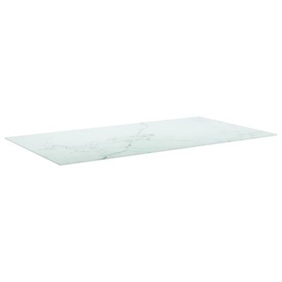 vidaXL Tablero mesa diseño mármol vidrio templado blanco 120x65 cm 8mm