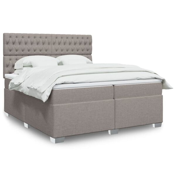 vidaXL Cama box spring con colch&oacute;n tela gris taupe 200x200 cm