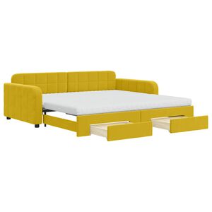 vidaXL Sof&aacute; cama nido con cajones terciopelo amarillo 100x200 cm