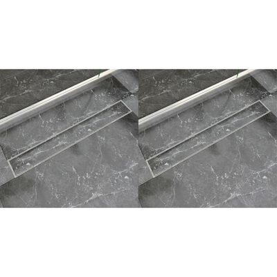 vidaXL Desagüe lineal de ducha 2 piezas 830x140 mm acero inoxidable