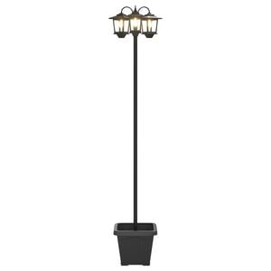 vidaXL Farola de 3 Cabezas con Jard&iacute;n Negro 32 x 32 x 188 cm