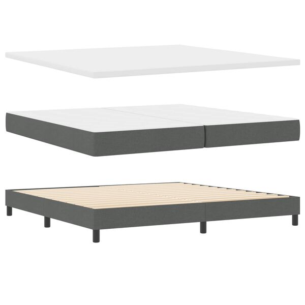 vidaXL Cama tipo Box Spring con colch&oacute;n Gris oscuro 200 x 200 cm tela