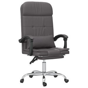 vidaXL Silla de oficina reclinable masaje cuero sint&eacute;tico gris