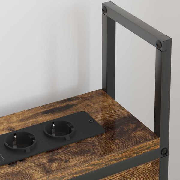 vidaXL Cabecero de Almacenamiento con Estaci&oacute;n de Carga Roble ahumado