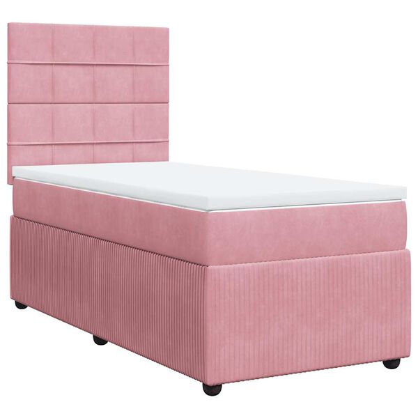 vidaXL Cama box spring con colch&oacute;n terciopelo rosa 80x200 cm