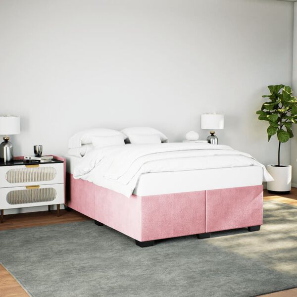 vidaXL Estructura de cama sin colch&oacute;n terciopelo rosa 160x200 cm