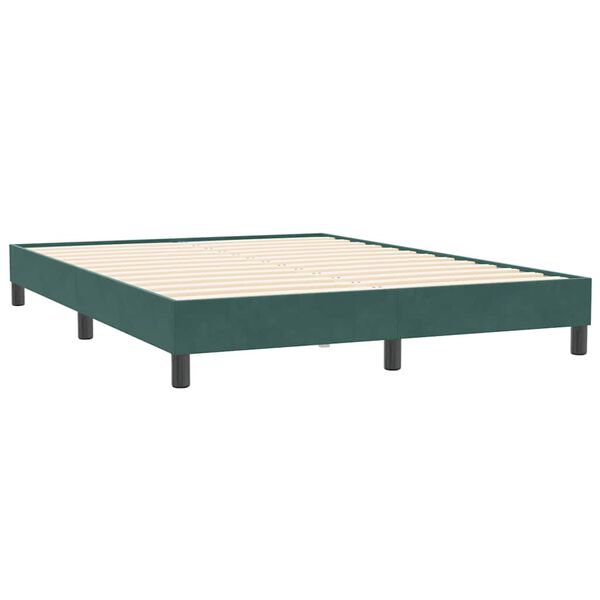 vidaXL Estructura cama sin colch&oacute;n terciopelo verde oscuro 140x190 cm