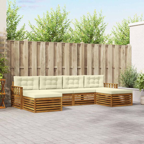 vidaXL Juegos de sof&aacute;s 6 pcs Natural y Crema Madera de Acacia S&oacute;lida