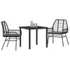 vidaXL Conjunto de Comedor de Jard&iacute;n 3 pcs Negro rat&aacute;n sint&eacute;tico