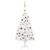 vidaXL &Aacute;rbol de Navidad preiluminado con luces y bolas blanco 150 cm