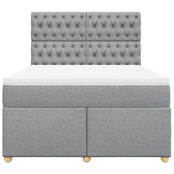 vidaXL Cama box spring con colch&oacute;n tela gris claro 160x200 cm