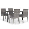 vidaXL Juego de comedor para jard&iacute;n 5 piezas rat&aacute;n sint&eacute;tico gris