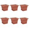 vidaXL Macetas 6 pcs Rojo Ladrillo 28,5 x 28,5 x 22 cm Pl&aacute;stico