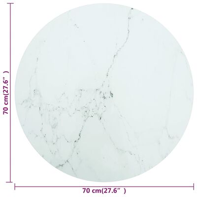 vidaXL Tablero de mesa diseño mármol vidrio templado blanco Ø70x0,8 cm