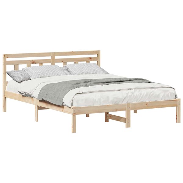 vidaXL Estructura de cama Marr&oacute;n 140 x 200 cm Madera de pino macizo