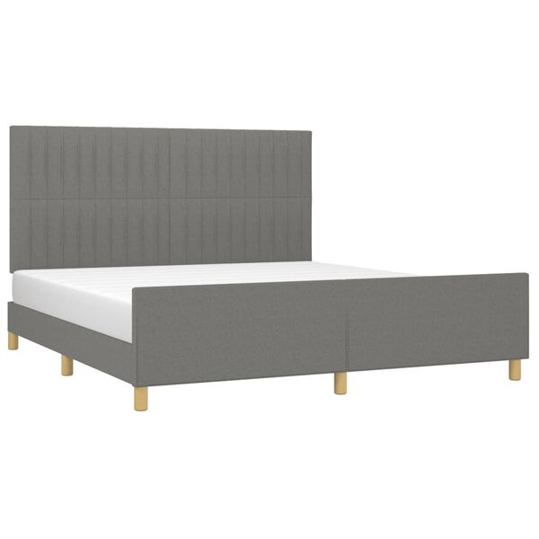 vidaXL Cama sin colch&oacute;n de tela gris oscuro 180x200 cm
