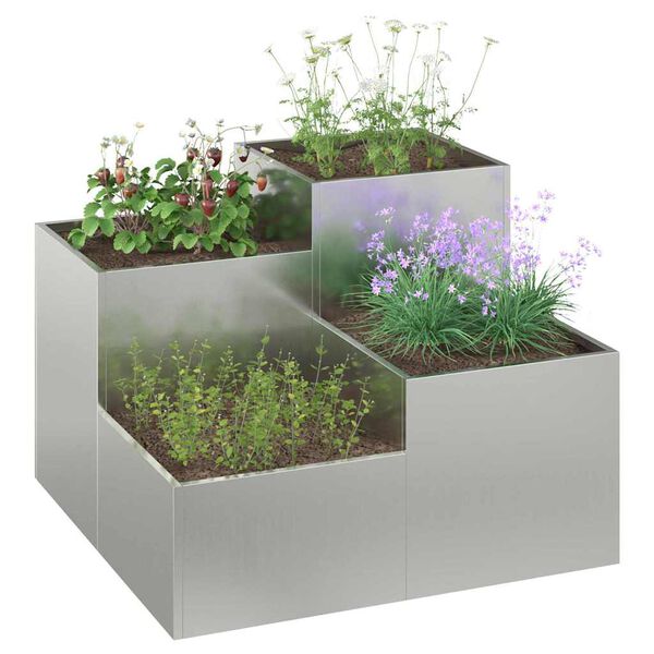 vidaXL Maceta para Jardín Plateado 80 x 80 x 60 cm Acero galvanizado
