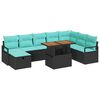 vidaXL Conjunto de sof&aacute;s de jard&iacute;n 9 uds. Negro rat&aacute;n sint&eacute;tico
