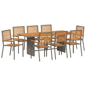 vidaXL Conjunto de Comedor de Jard&iacute;n 9 pcs Gris y marr&oacute;n