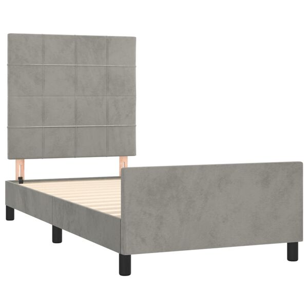 vidaXL Estructura de cama sin colch&oacute;n terciopelo gris claro 100x200 cm
