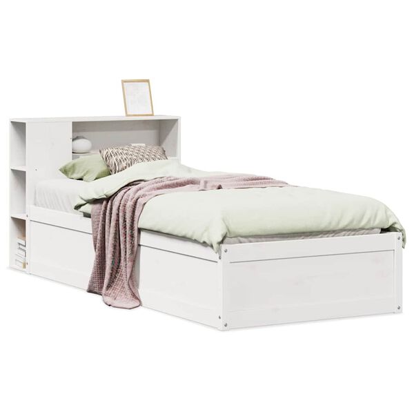 vidaXL Estructura de cama sin colch&oacute;n madera maciza blanca 75x190 cm