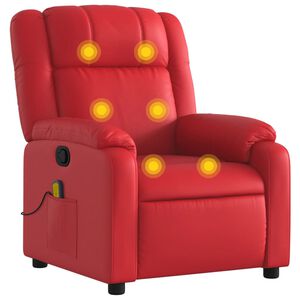 vidaXL Sill&oacute;n de masaje reclinable cuero sint&eacute;tico rojo