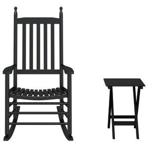 vidaXL Silla mecedora con mesa plegable madera maciza de &aacute;lamo negro