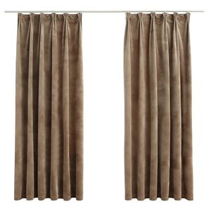 vidaXL Cortinas opacas con ganchos 2 pzas terciopelo beige 140x175 cm