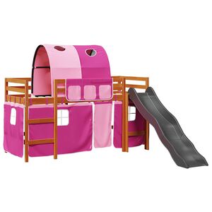vidaXL Cama alta para ni&ntilde;os con t&uacute;nel madera pino rosa 80x200 cm