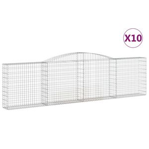 vidaXL Cestas de gaviones 10 uds forma de arco hierro 400x30x100/120cm