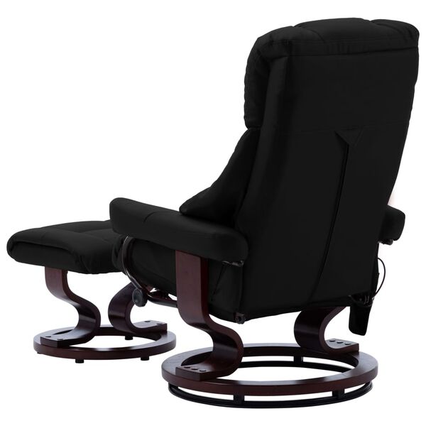 vidaXL Sill&oacute;n reclinable masaje cuero sint&eacute;tico madera curvada negro