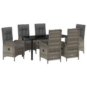 vidaXL Conjunto de Comedor de Jard&iacute;n 7 pcs Gris rat&aacute;n sint&eacute;tico