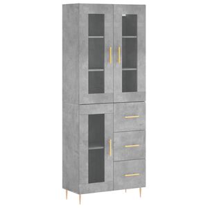 vidaXL Aparador alto madera contrachapada gris hormig&oacute;n 69,5x34x180 cm
