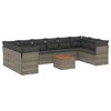 vidaXL Set de sof&aacute;s de jard&iacute;n 11 pzas y cojines rat&aacute;n sint&eacute;tico gris