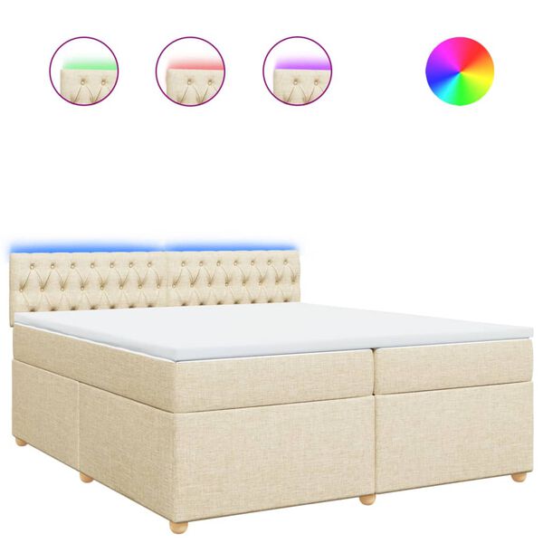vidaXL Cama box spring con colch&oacute;n tela color crema 200x200 cm