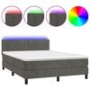 vidaXL Cama box spring colch&oacute;n y LED terciopelo gris oscuro 140x200 cm